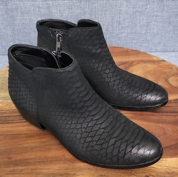 SAM EDELMAN Pretty Western Style Ankle Boot Snakeskin Design Black Women's 7 - Picture 10 of 10